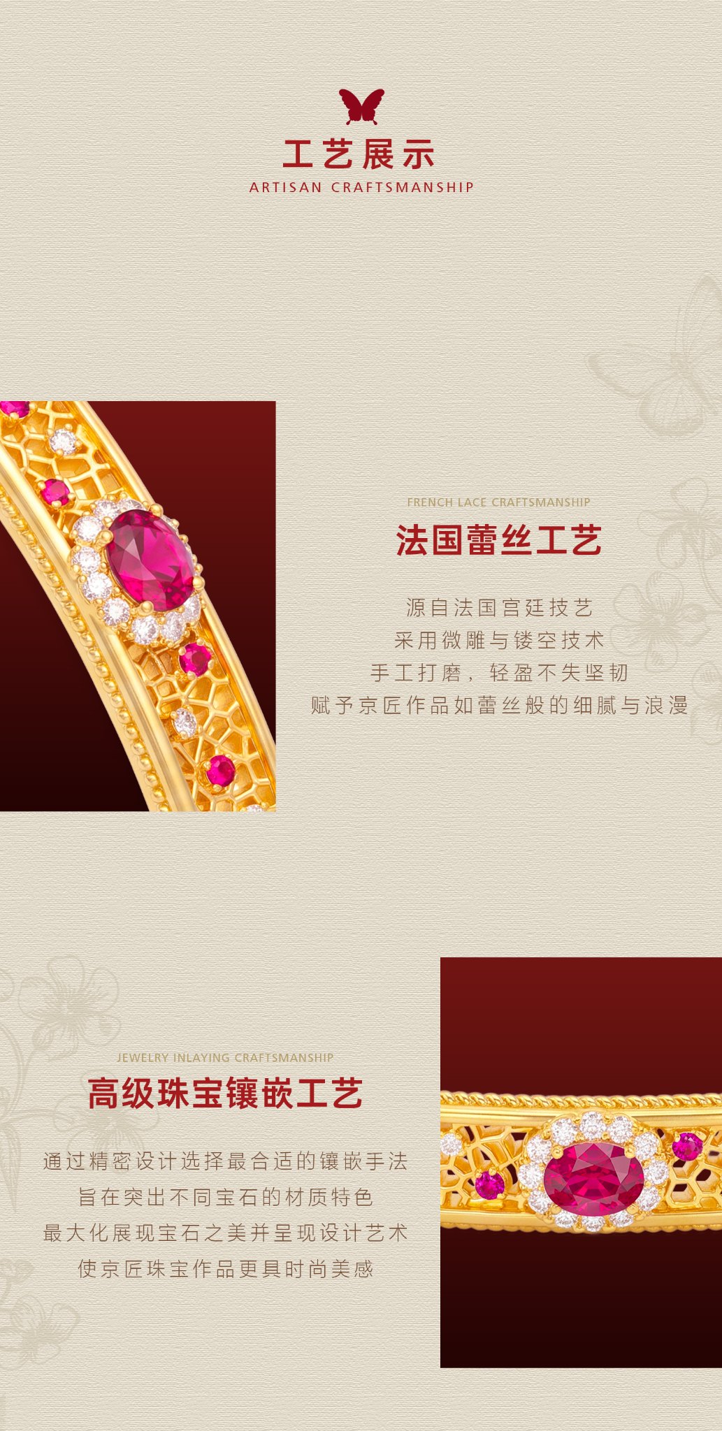 舞花红宝石蕾丝手镯 图文详情 5