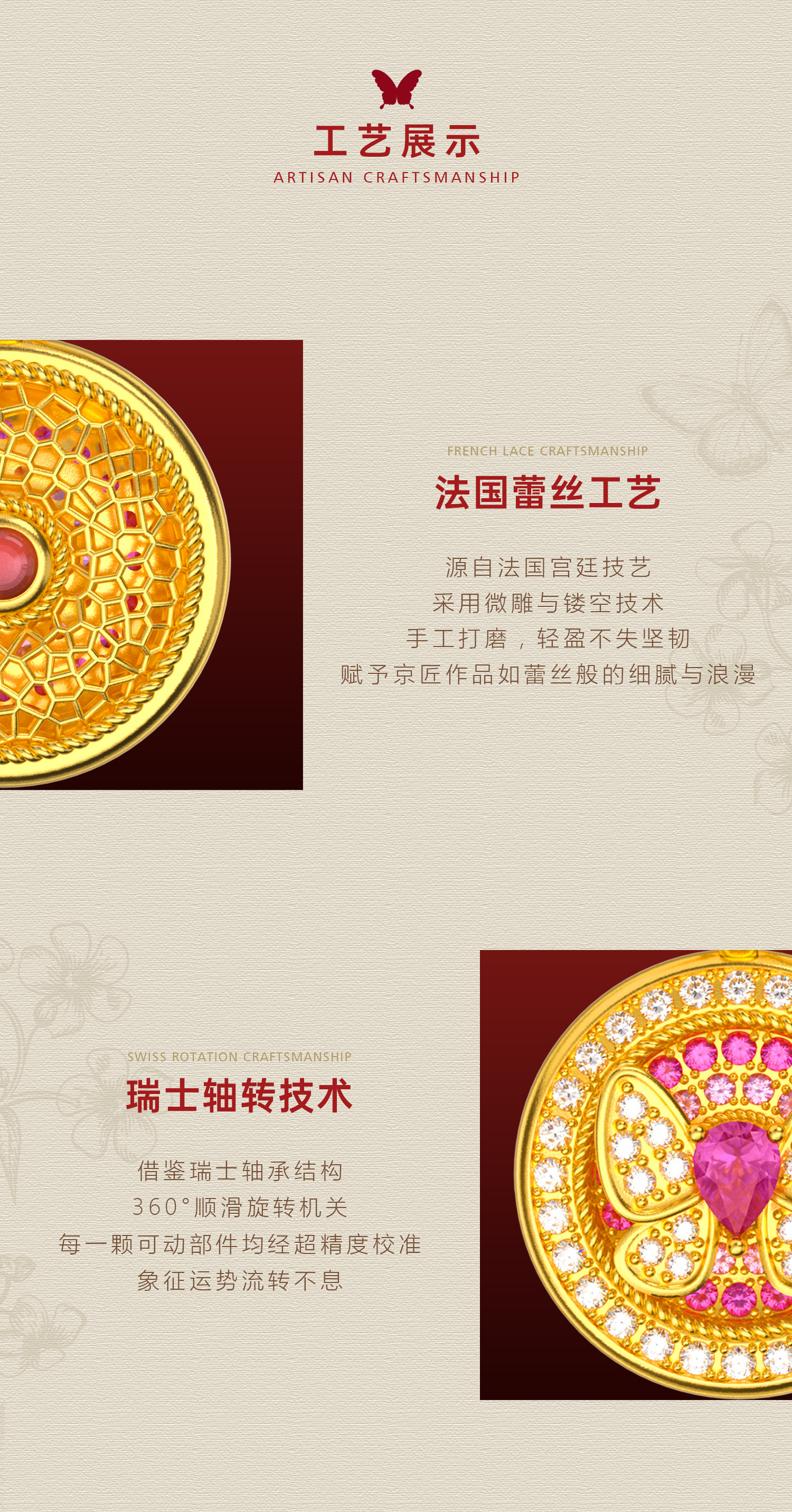玲珑蝴蝶蕾丝花盘项链（红宝石款） 图文详情 5